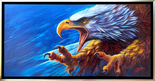 Eagle's Pursuit - 48 x 24" Acrylic & Oil on Canvas