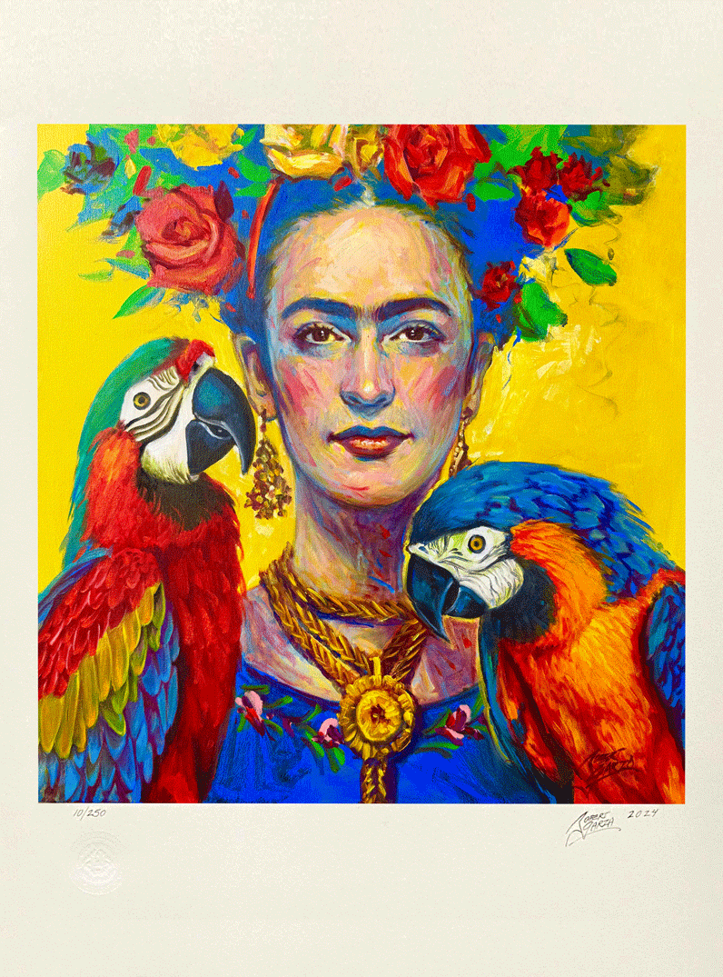 "Frida and Her Parrots" Fine Art Print