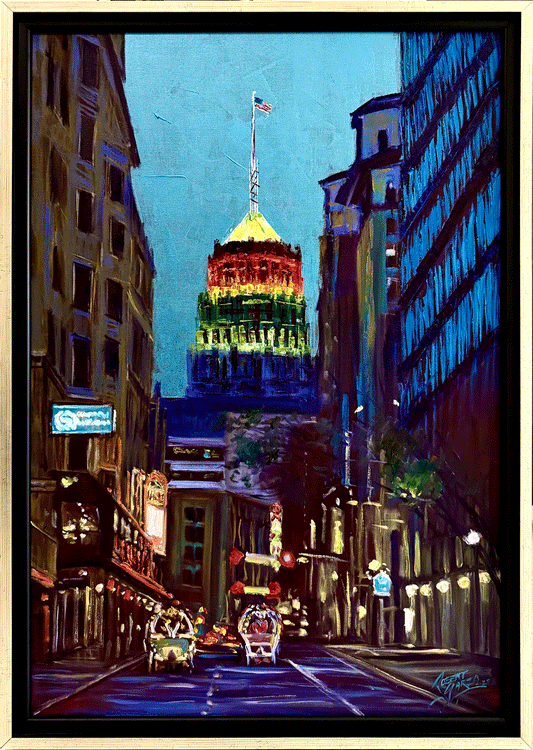 Saturday Night On St. Mary's Street - 26.5x38.5" Oil on Canvas