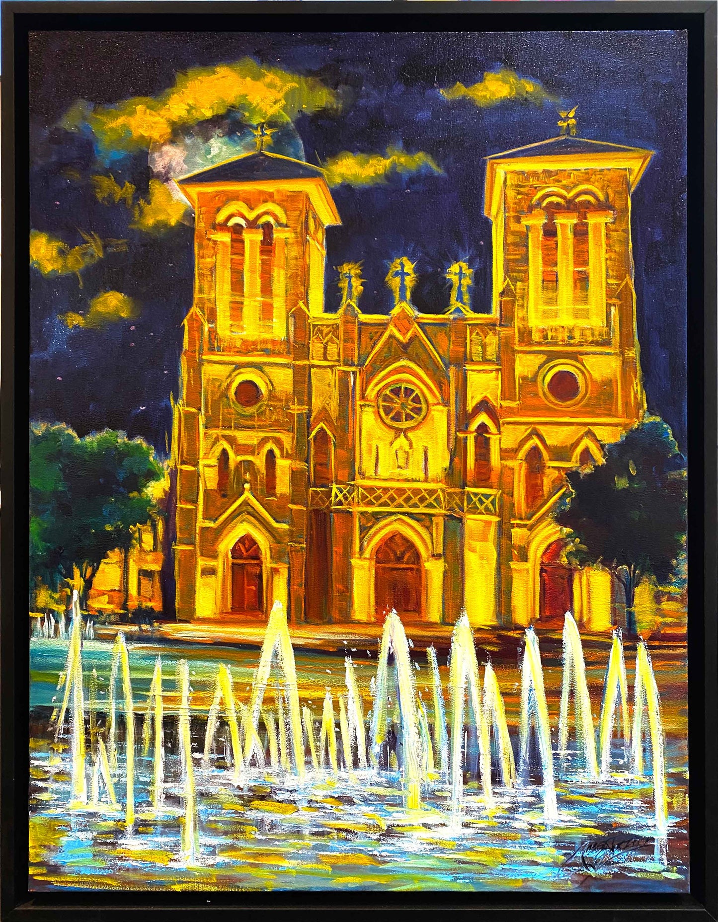 San Fernando Cathedral Fountains - 32.5" x 42.5"  Acrylic & Oil on canvas