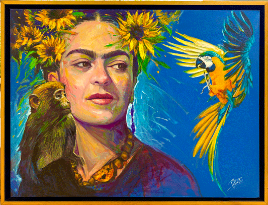 Sunflower Dreams of Frida   32.5"X 42.5" Acrylic on Canvas