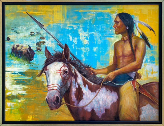 Buffalo Hunt - 48 x 36" Acrylic & Oil on Canvas