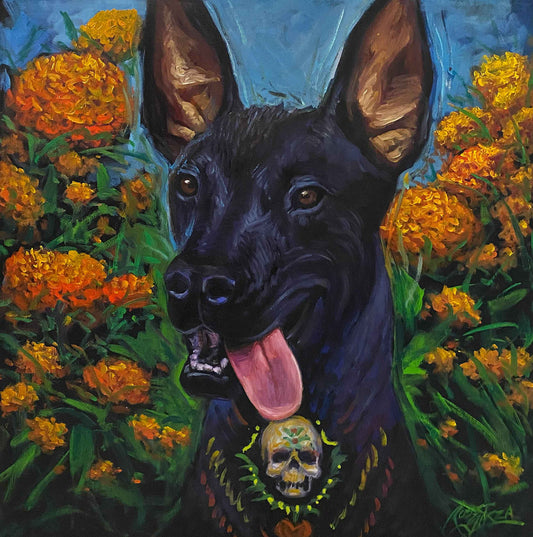 Xoloscuincle 20"x20" Acrylic & Oil on Canvas