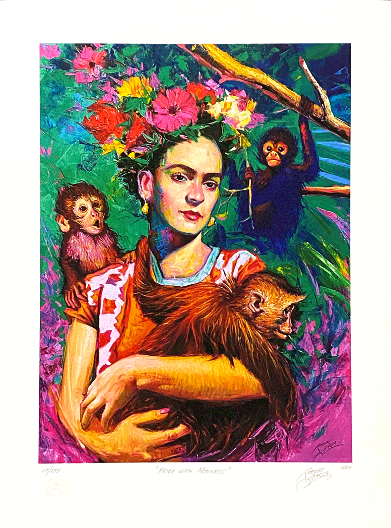 Frida with Monkeys - Fine Art Print