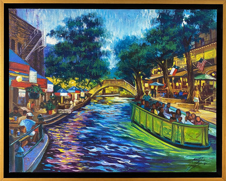 Colorful Riverwalk - 32.75" x 26.75” - Oil on Canvas