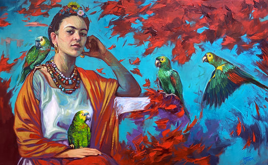 Frida Kahlo & The Parrot Island - Fine Art Print