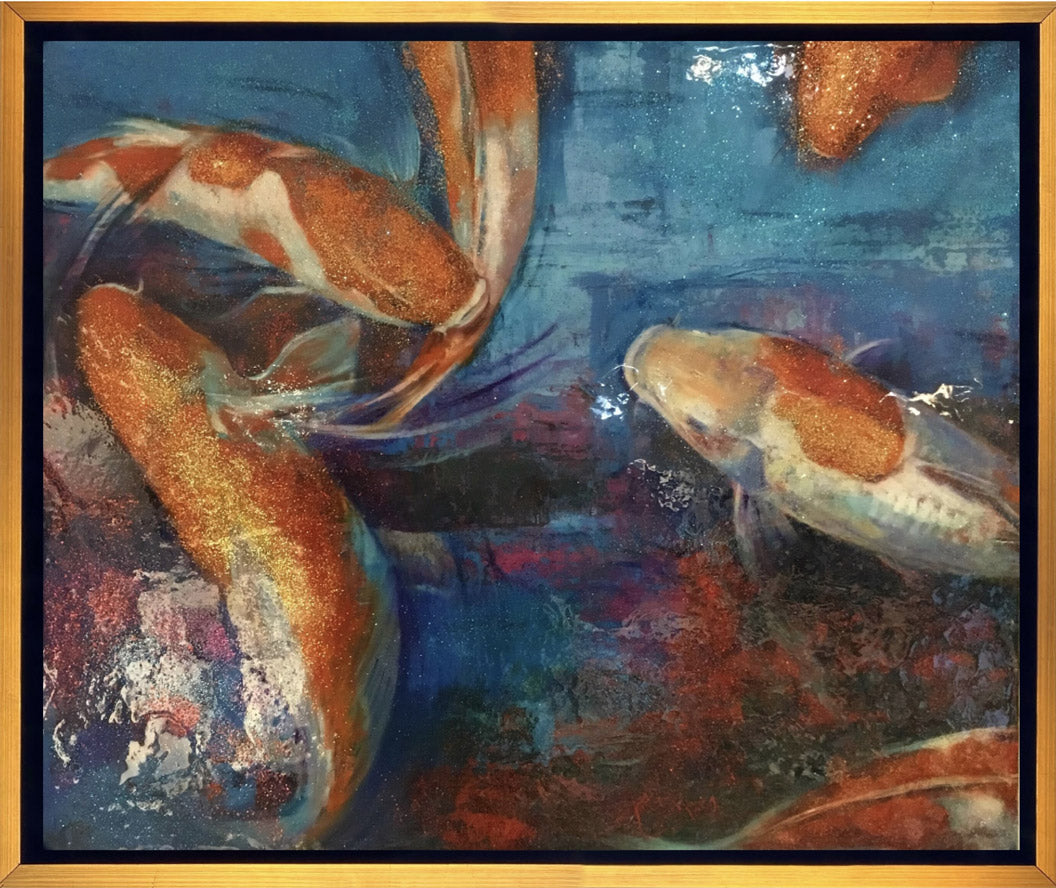 Koi Dragon - 24" x 20" - Mixed Media on Canvas