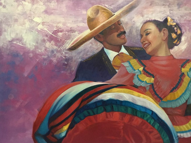 Mexican Folk Dance - 48" x 36" - Mixed Media on Canvas