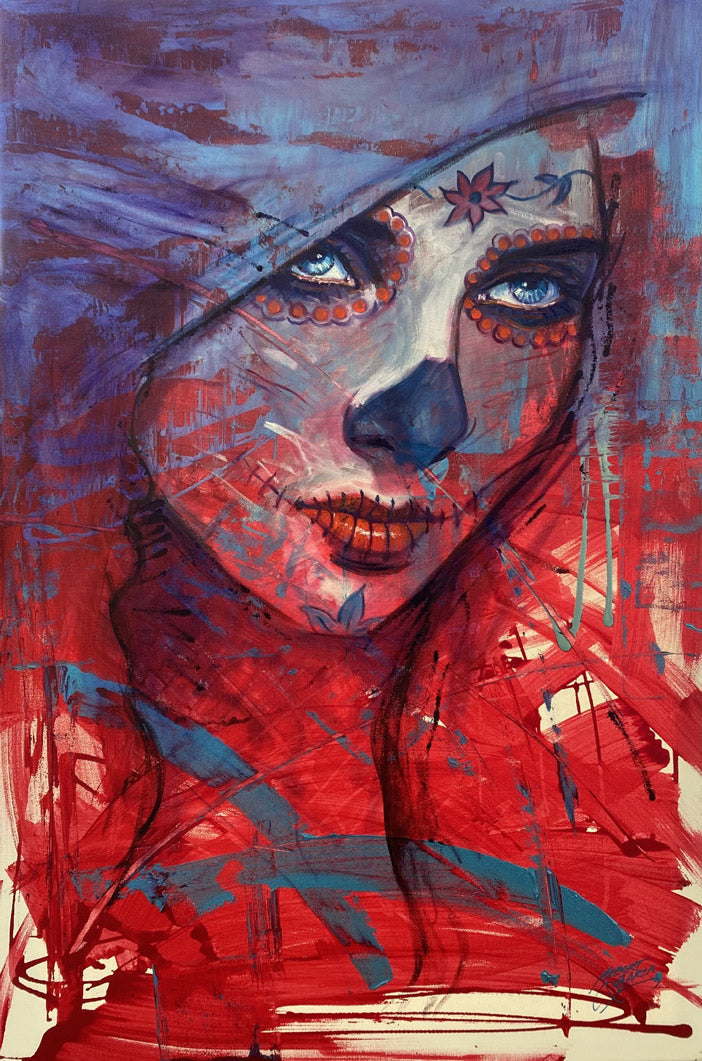 Mrs.Muerte - 24" x 36" - Mixed Media on Canvas