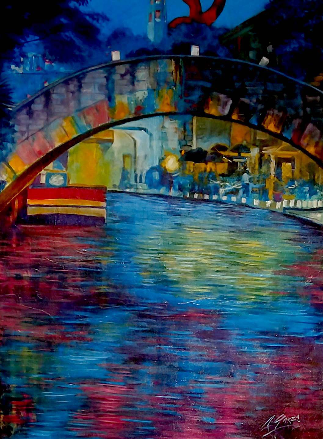 The River Walk - 24" x 32" - Oil on Canvas