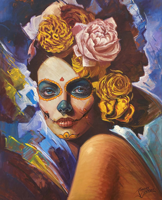 Woman With Flowers - Fine Art Print