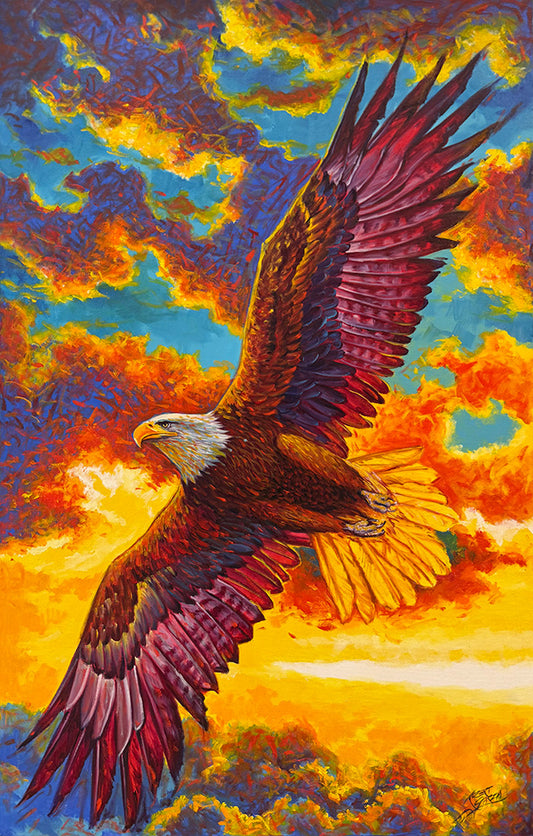 Gilded Flight 48”x 30” Acrylic & Oil no canvas