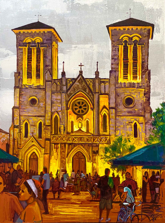 Fiesta San Fernando Cathedral - 36x48" Oil & Acrylic on Canvas
