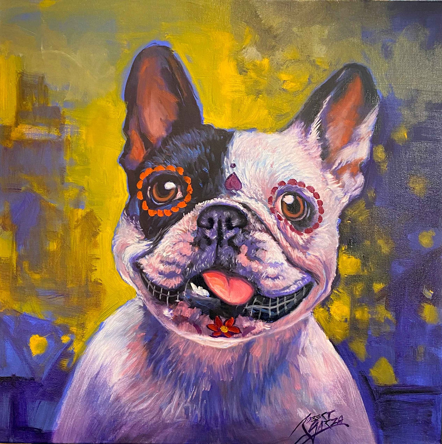 Franchie de los Muertos 20"x20" Acrylic & Oil on Canvas