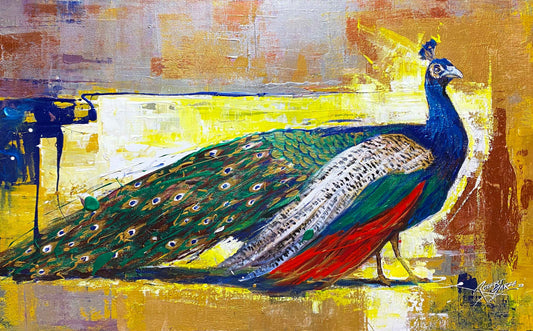Golden Peacock - 48x30" Acrylic on Canvas