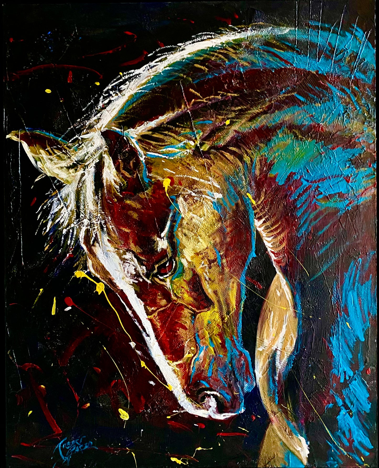 Majestic Gallop 33”x 27” Acrylic & Oil on Canvas