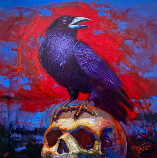 Raven's Embrace - 20" x 20" Acrylic & Oil on Canvas