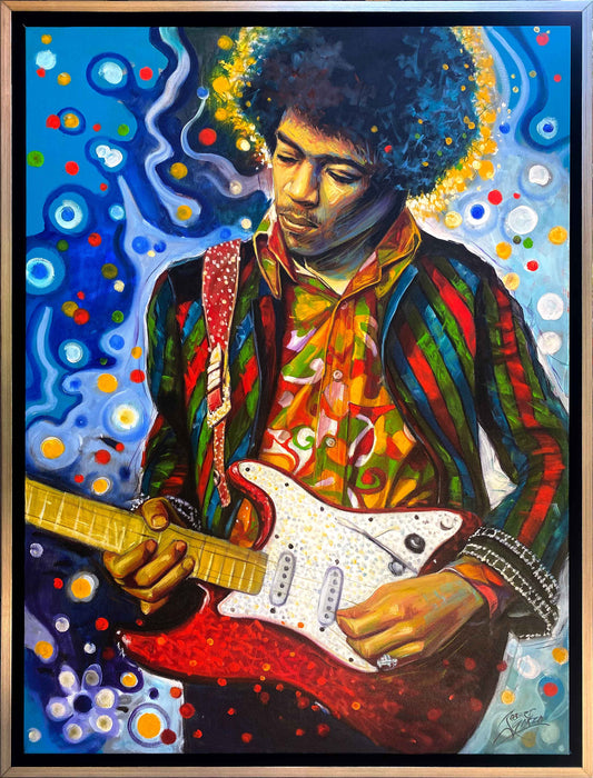 Jimi Hendrix - 32.5” x 42.5” Oil & Acrylic on Canvas