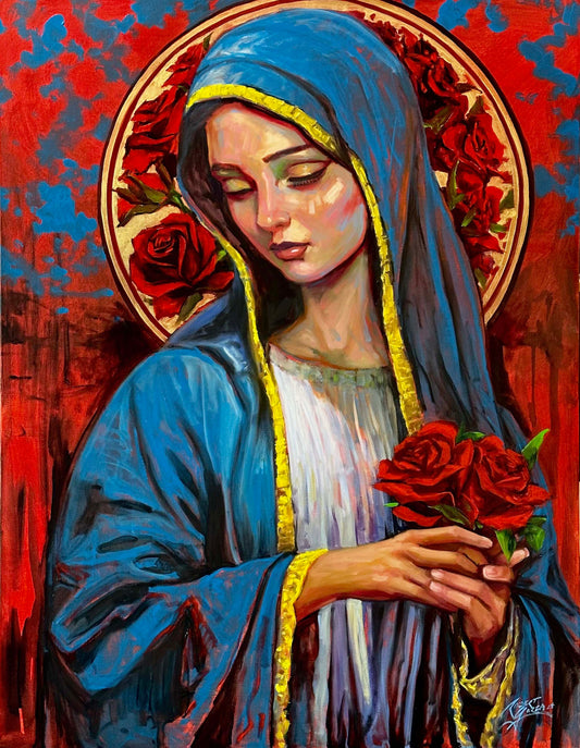 Virgen de Guadalupe - 30" x 40" Acrylic & Oil on Canvas