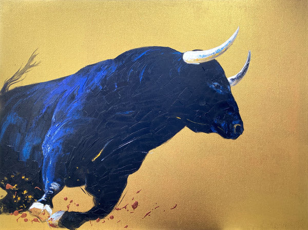 Golden Bull - 40" x 30" - Mixed Media on Canvas
