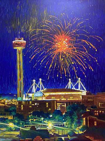 Hemisfair Park & Alamodome - 30" x 40" - Oil on Canvas