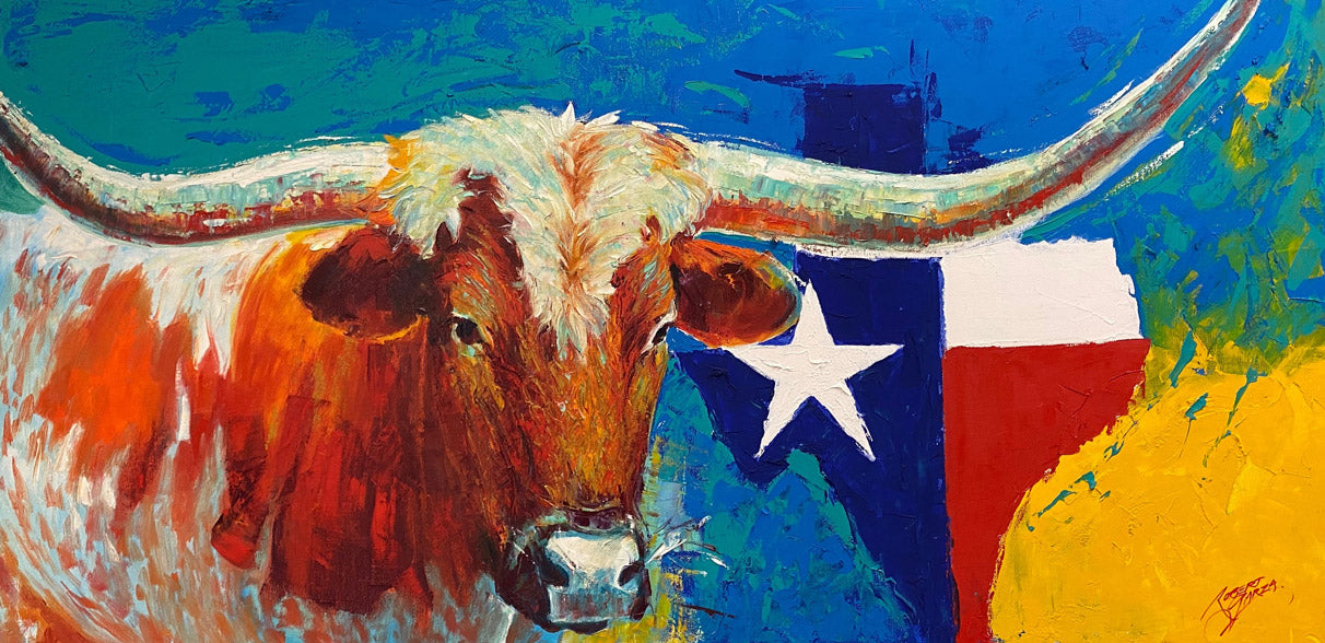 Longhorn State - 48" x 24" - Mixed Media on Canvas