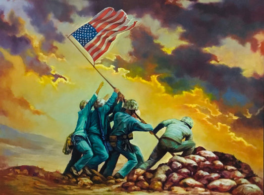 "Marines Raise Flag on Iowo Jima 1945" - 40" x 30” - Oil on Canvas