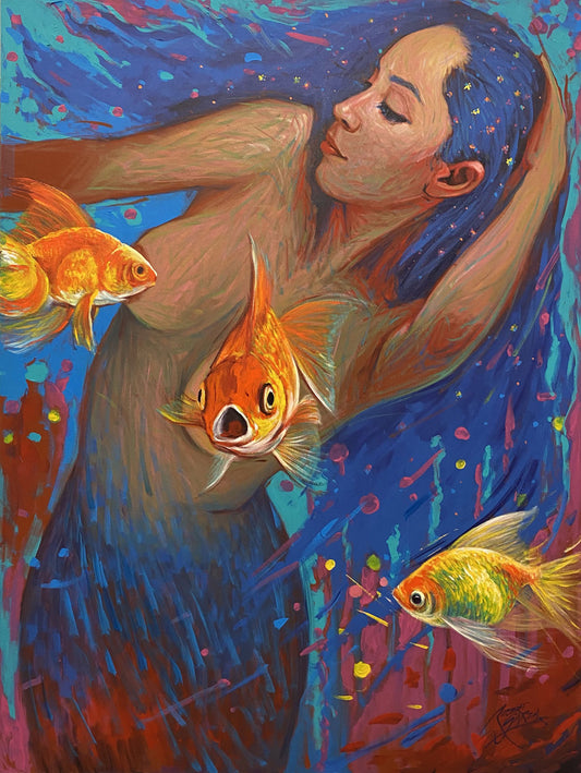 "Mermaid Series 2" - 36" x 48” - Acrylic on Canvas