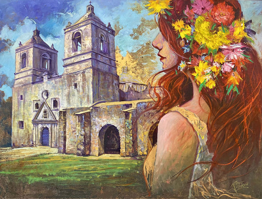Mission Concepcion - 48" x 36" - Mixed Media on Canvas