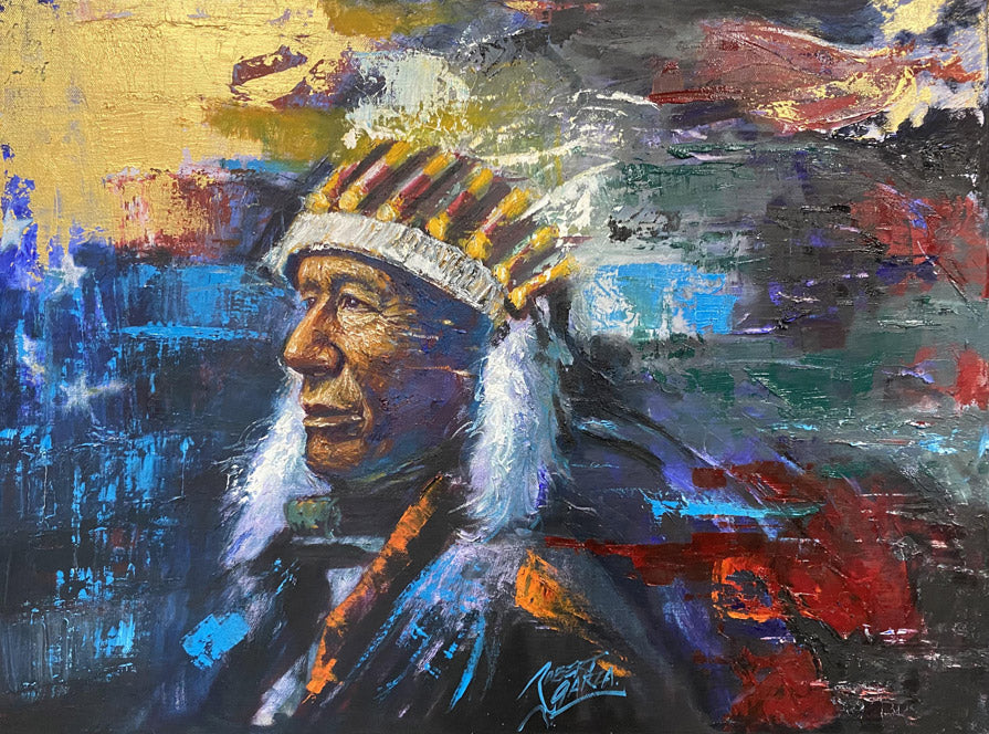 "Native American" - 20" x 16” - Mixed Media on Canvas