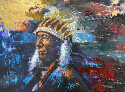 "Native American" - 20" x 16” - Mixed Media on Canvas