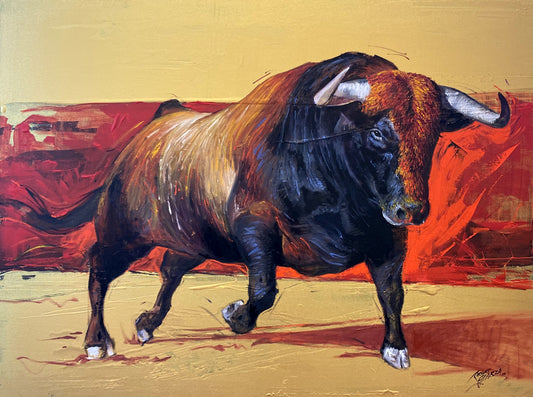 "Rouge Bull" - 40" x 30” - Mixed Media on Canvas