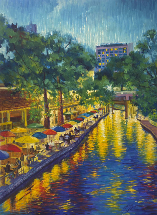 San Antonio Riverwalk Lights - 30" x 40" - Oil on Canvas