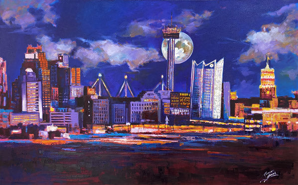 San Antonio Skyline At Dusk - 48" x 30" - Acrylic on Canvas