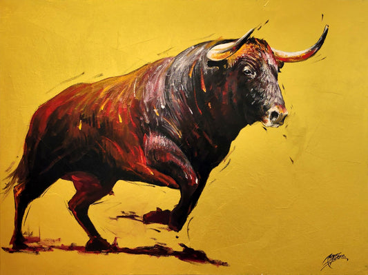 "The Strongest Bull" - 40" x 30" - Mixed Media on Canvas